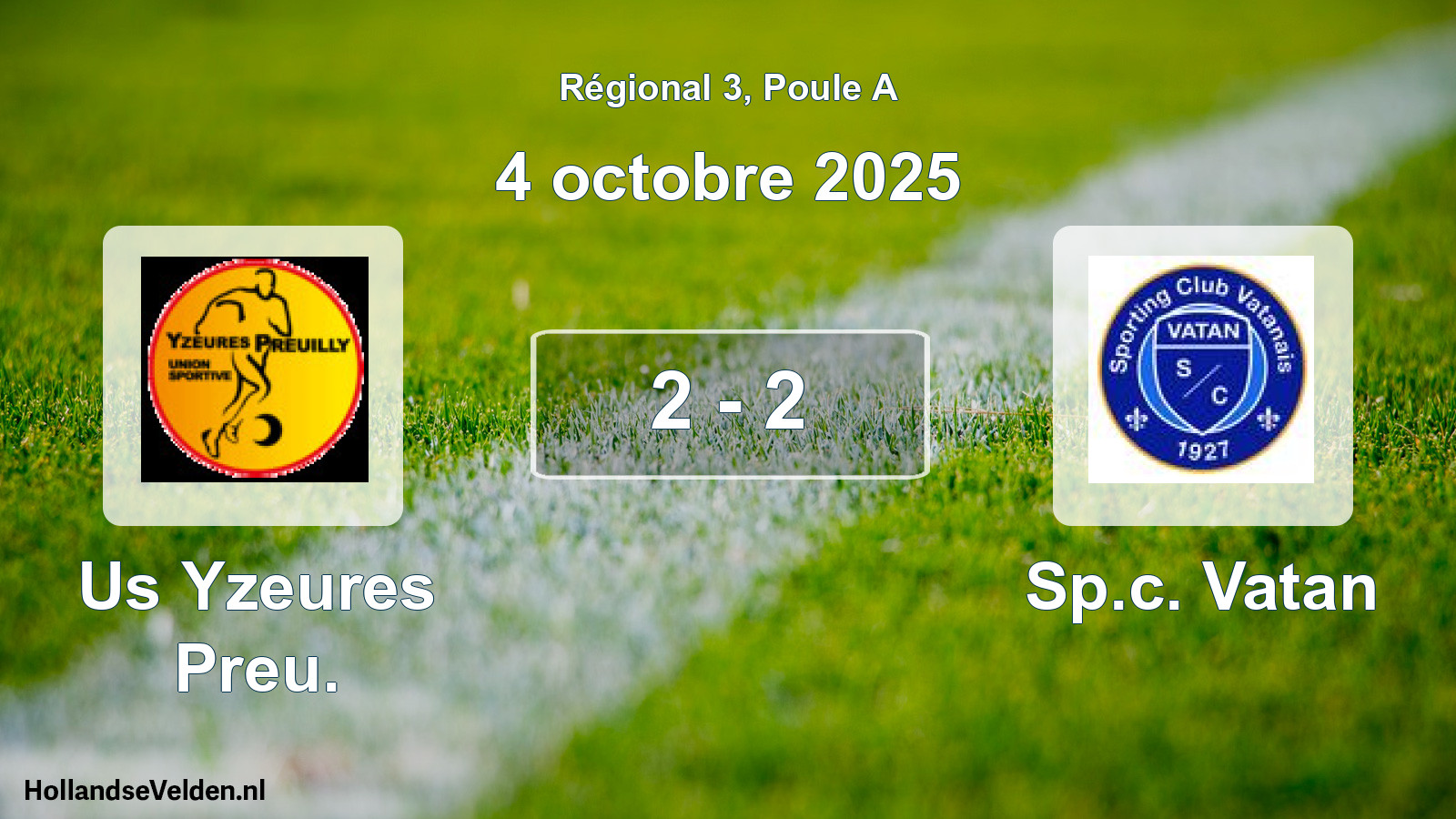 Gespeelde wedstrijd: Us Yzeures Preu. - Sp.c. Vatan 2 - 2 (4 oktober 2025)