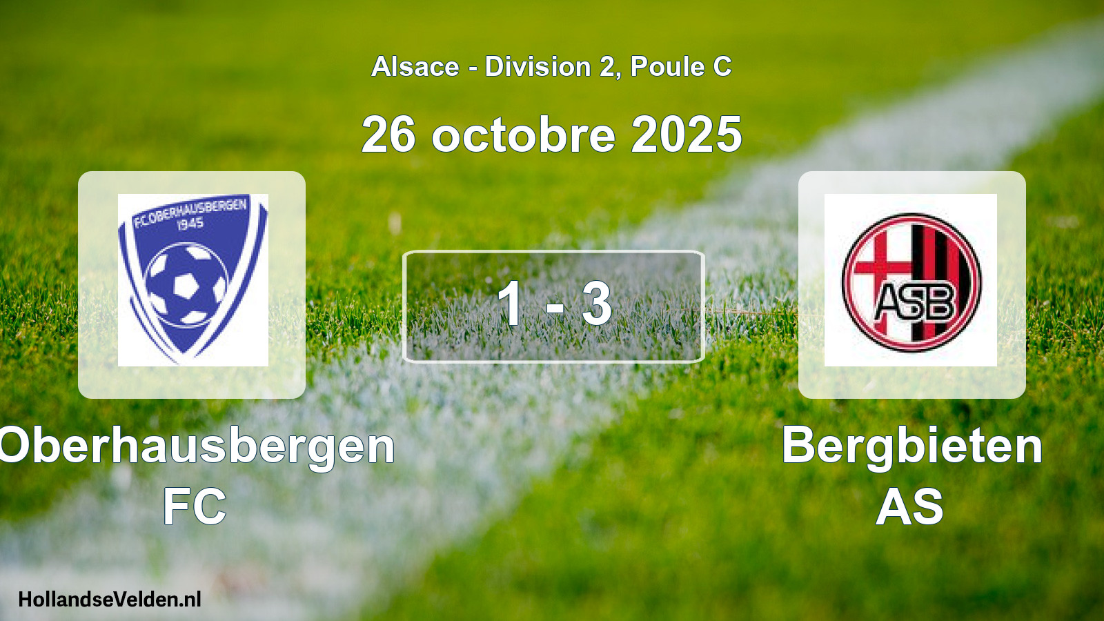 Match joué: Oberhausbergen FC - Bergbieten AS 1 - 3 (26 octobre 2025)