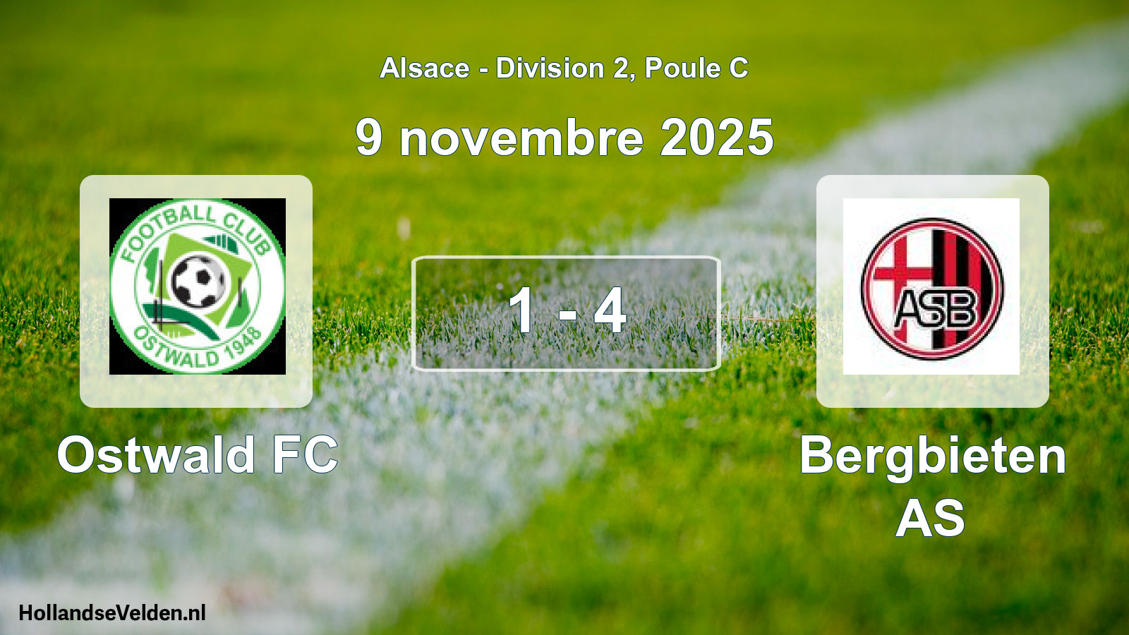 Match joué: Ostwald FC - Bergbieten AS 1 - 4 (9 novembre 2025)