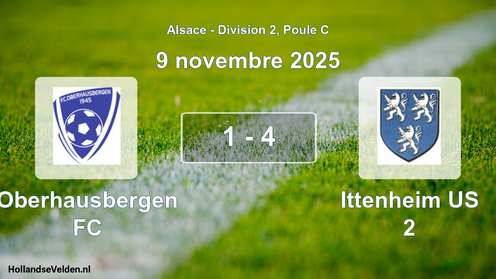 Match joué: Oberhausbergen FC - Ittenheim US 2 1 - 4 (9 novembre 2025)