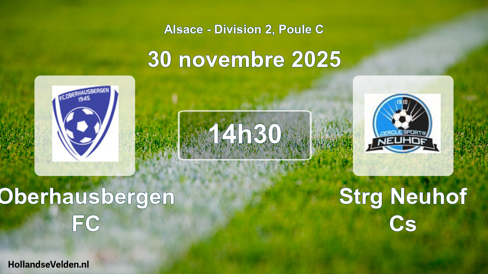 Match programmé: Oberhausbergen FC - Strg Neuhof Cs (30 novembre 2025)