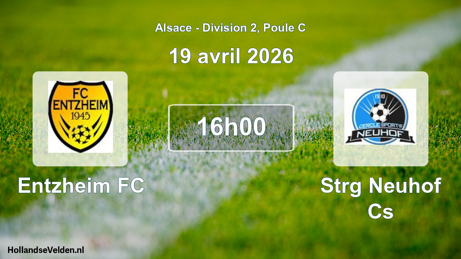 Match programmé: Entzheim FC - Strg Neuhof Cs (19 avril 2026)