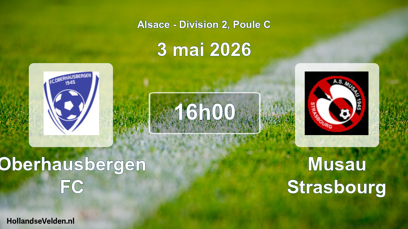 Match programmé: Oberhausbergen FC - Musau Strasbourg (3 mai 2026)