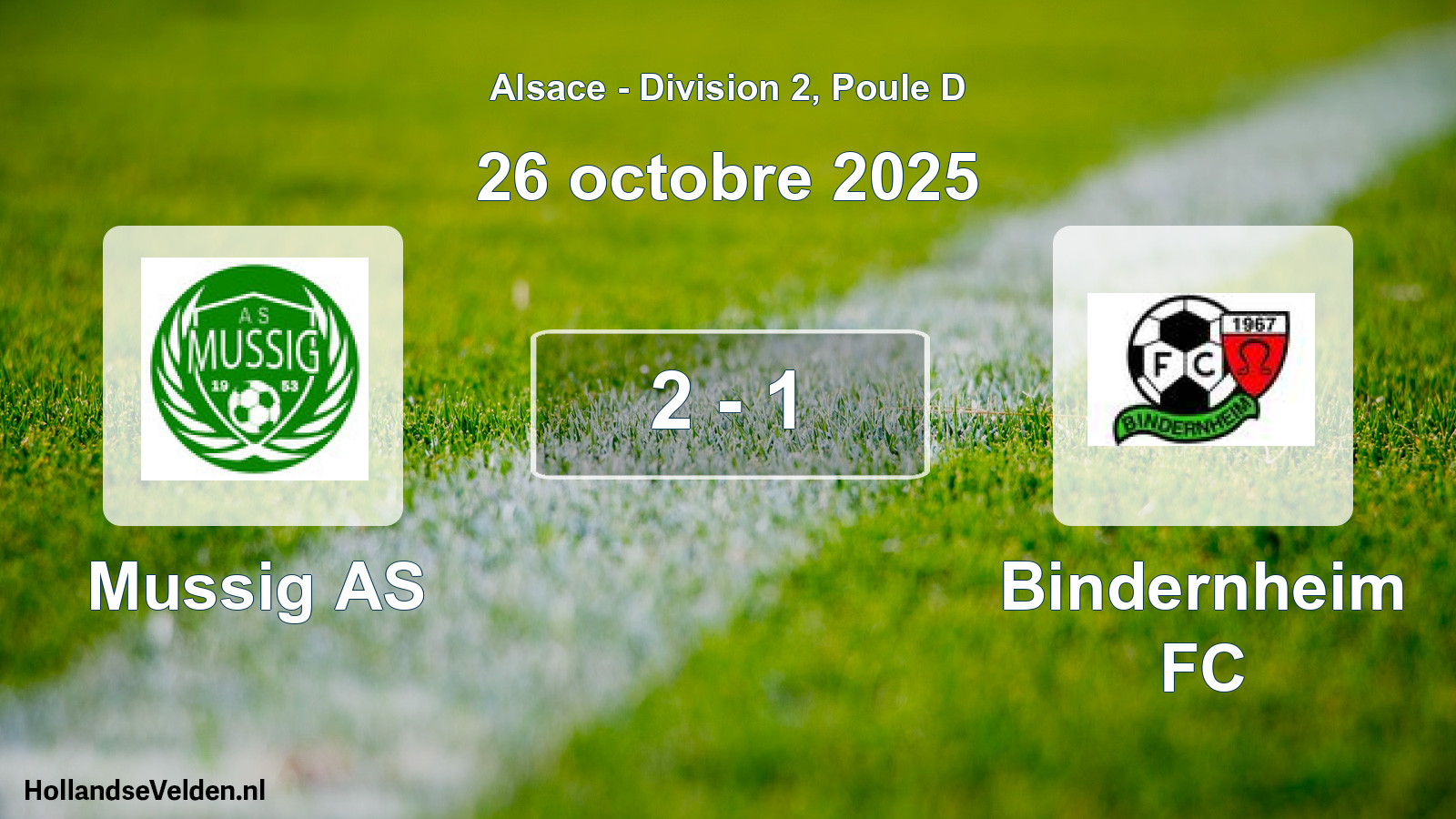Match joué: Mussig AS - Bindernheim FC 2 - 1 (26 octobre 2025)