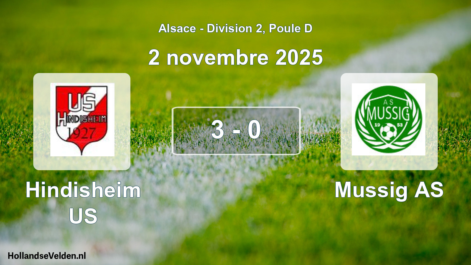 Match joué: Hindisheim US - Mussig AS 3 - 0 (2 novembre 2025)