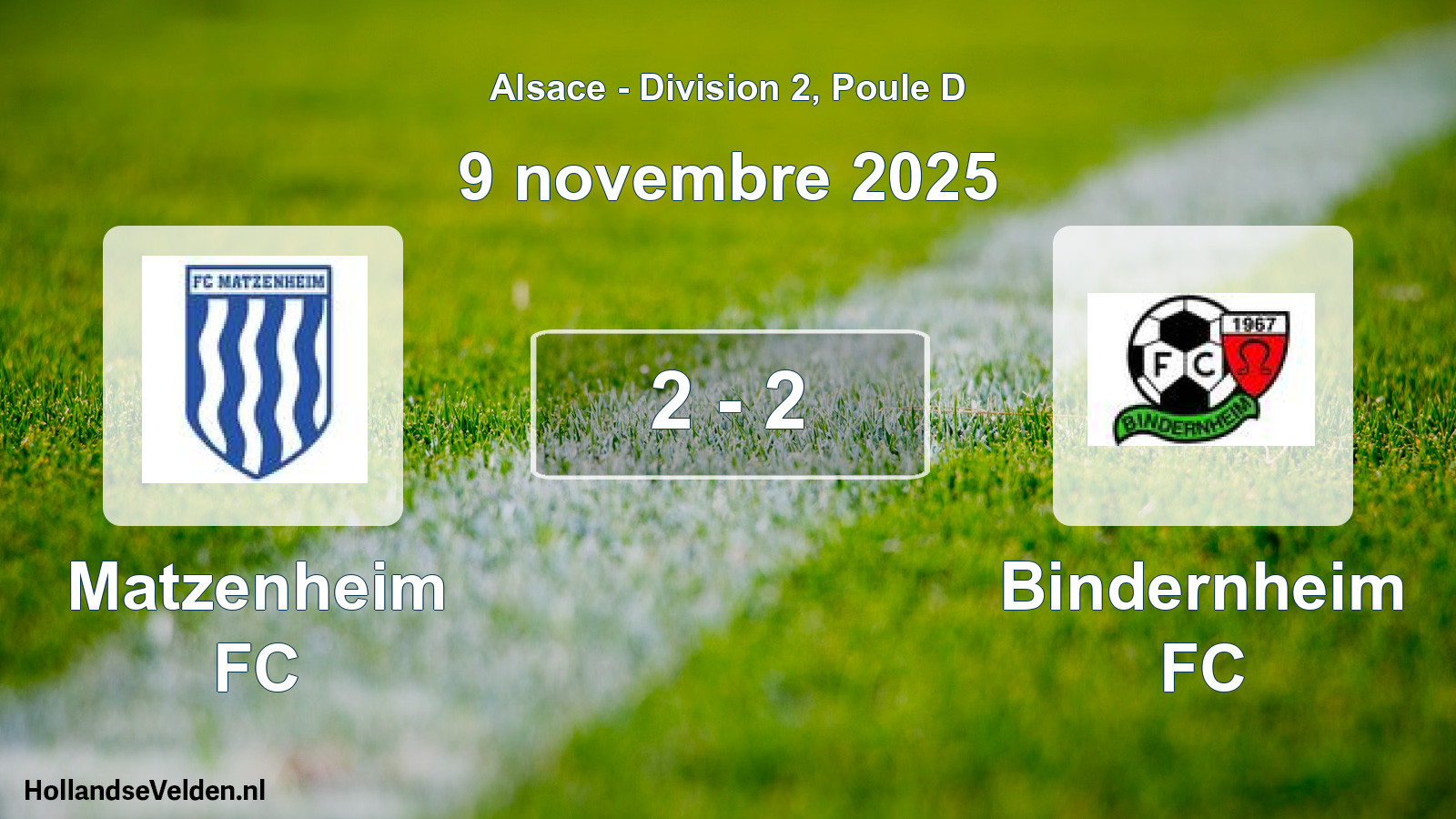 Match joué: Matzenheim FC - Bindernheim FC 2 - 2 (9 novembre 2025)