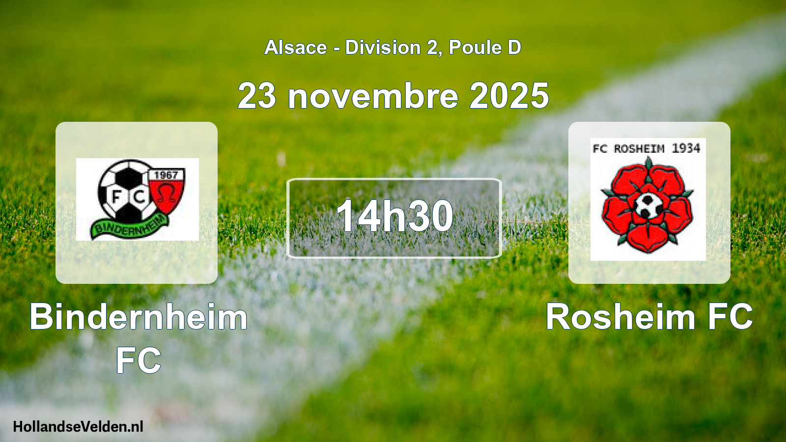 Match programmé: Bindernheim FC - Rosheim FC (23 novembre 2025)