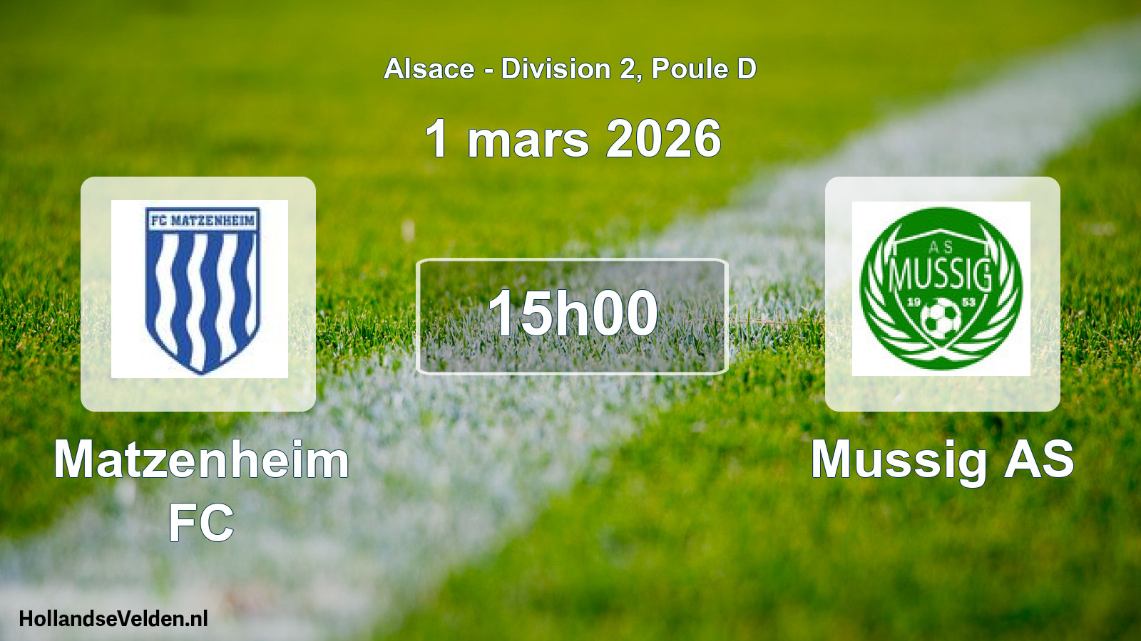 Match programmé: Matzenheim FC - Mussig AS (1 mars 2026)