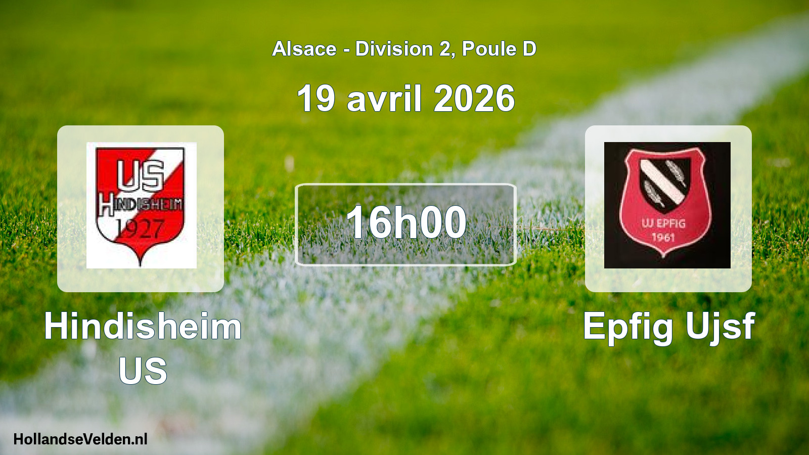 Match programmé: Hindisheim US - Epfig Ujsf (19 avril 2026)