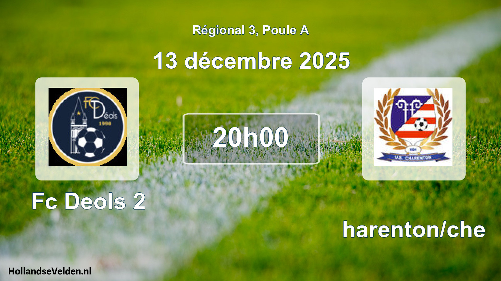 Geplande wedstrijd: Fc Deols 2 - Charenton/che (13 décembre 2025)