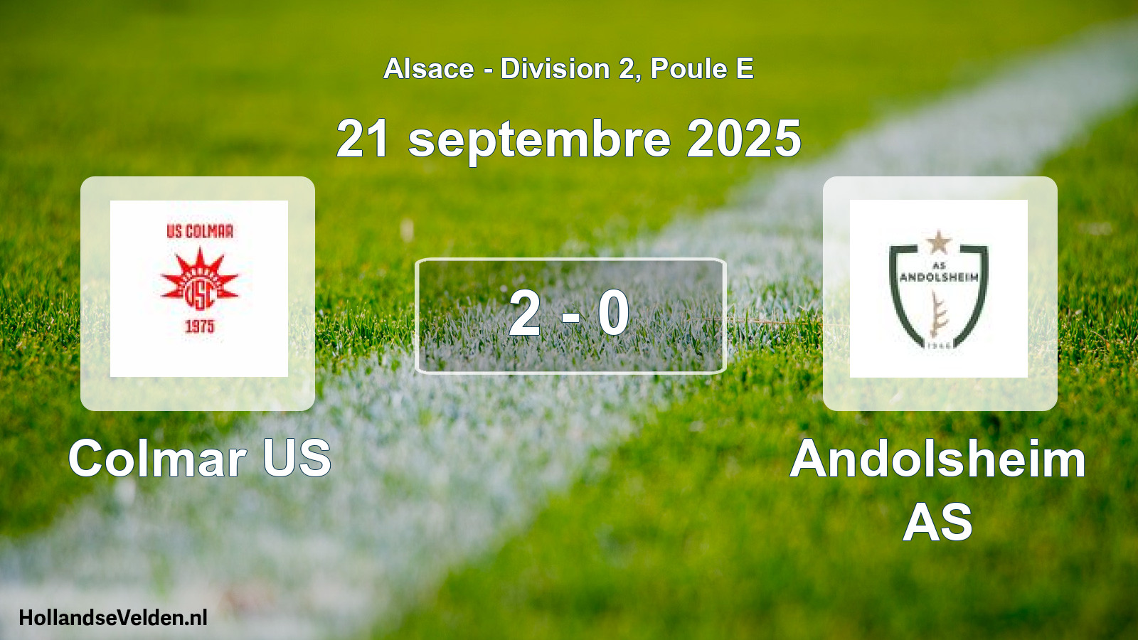 Match joué: Colmar US - Andolsheim AS 2 - 0 (21 septembre 2025)