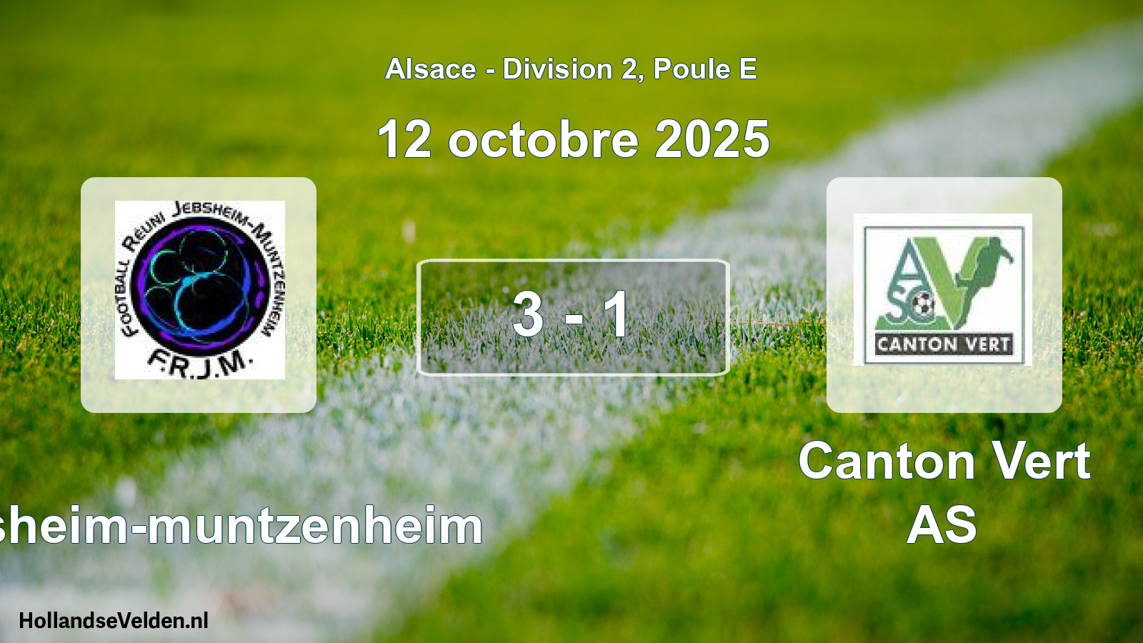 Total number of matches played: Jebsheim-muntzenheim - Canton Vert AS 3 - 1 (12 October 2025)