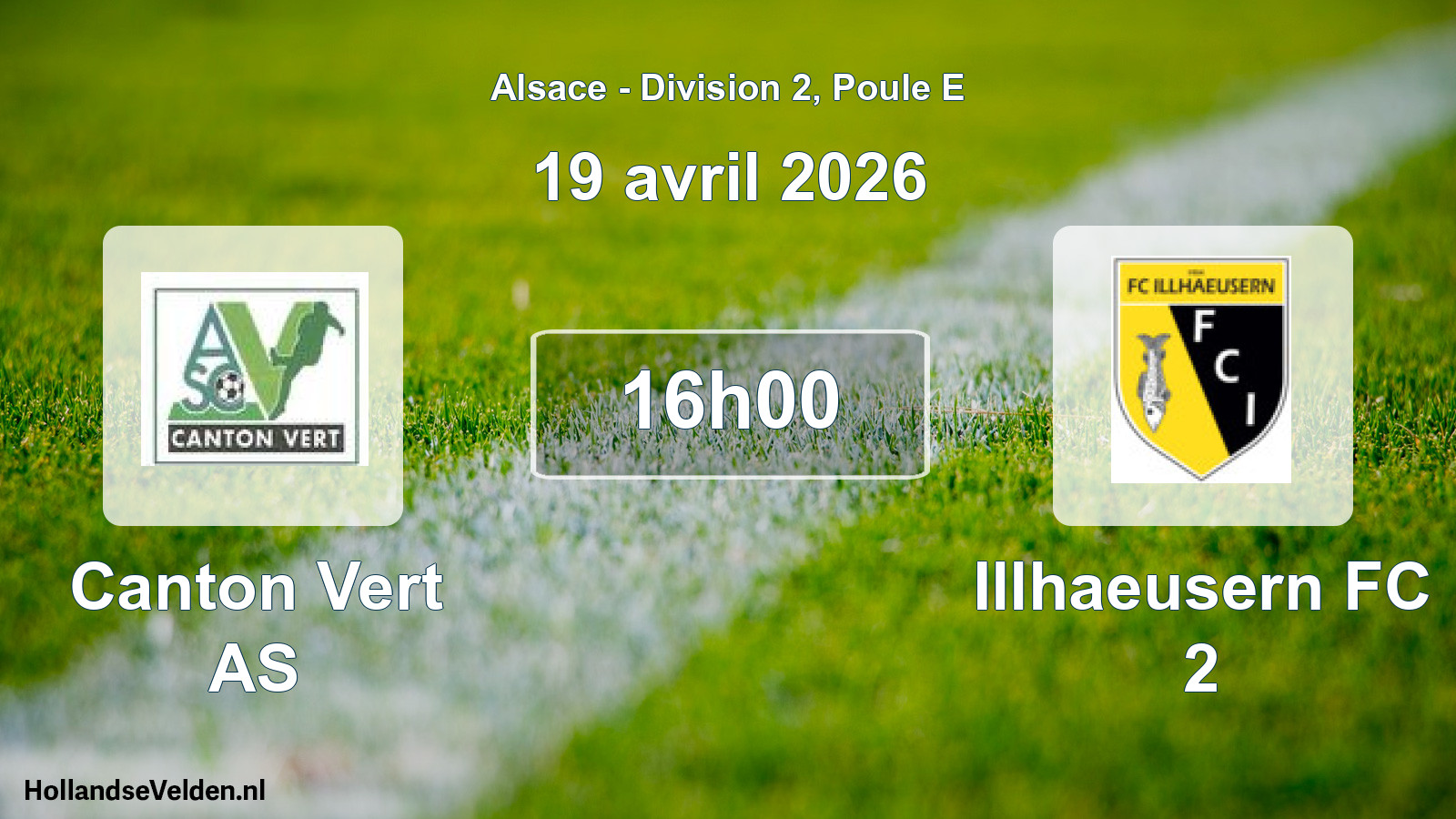Match programmé: Canton Vert AS - Illhaeusern FC 2 (19 avril 2026)