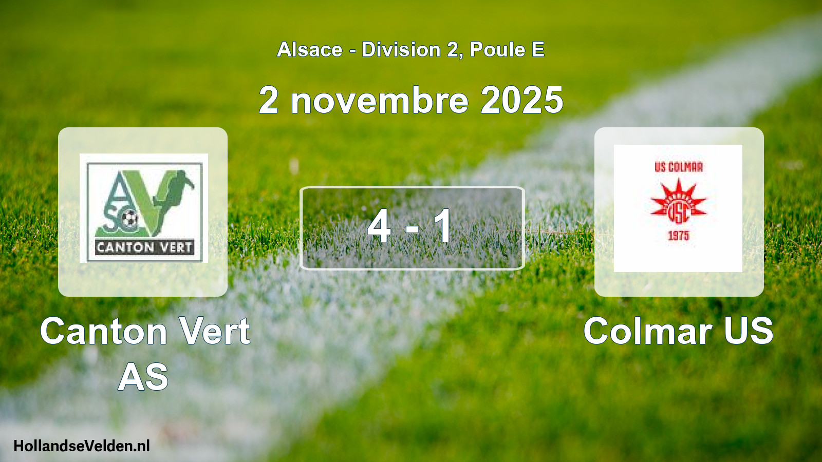 Total number of matches played: Canton Vert AS - Colmar US 4 - 1 (2 November 2025)