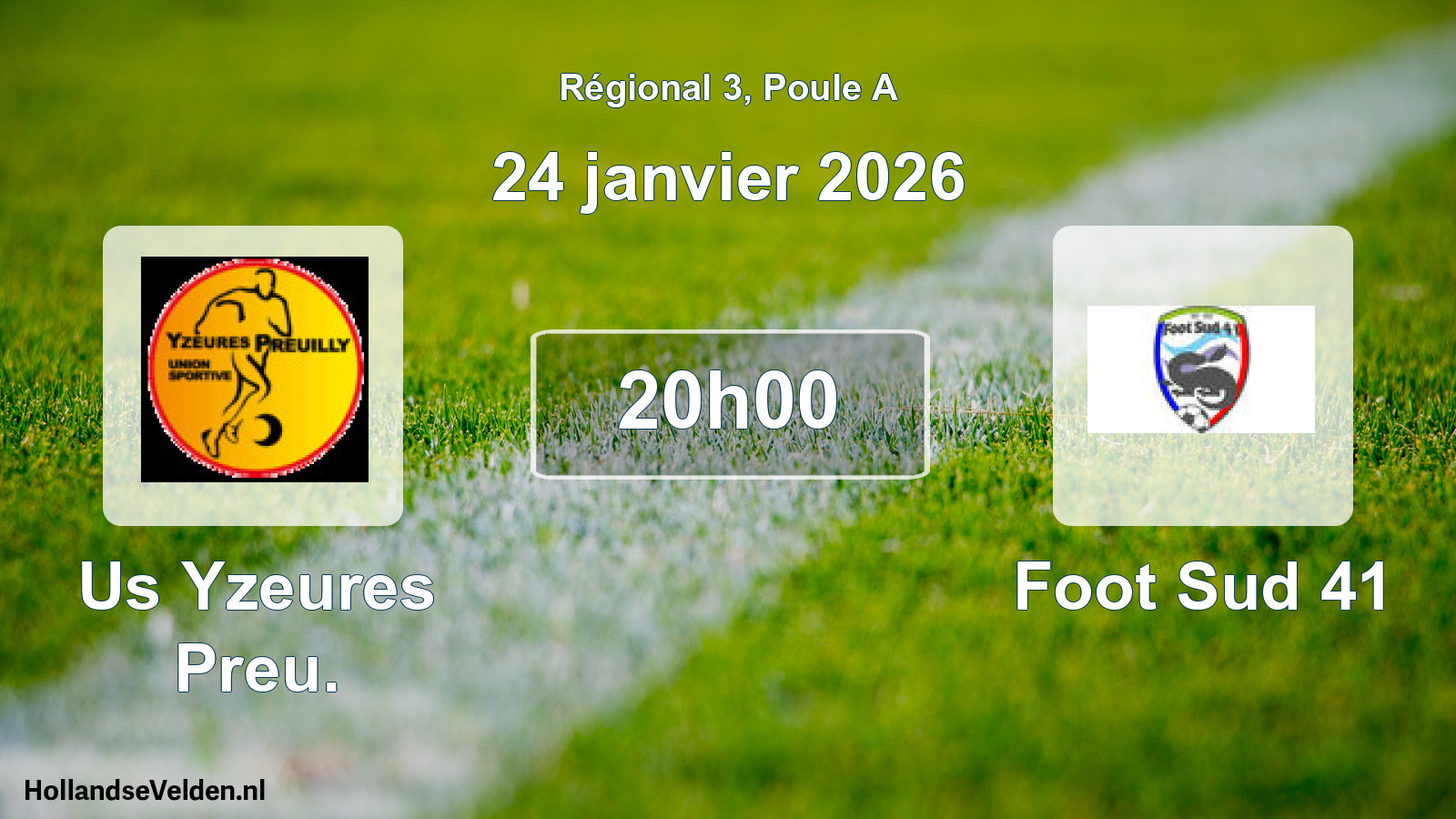 Geplande wedstrijd: Us Yzeures Preu. - Foot Sud 41 (24 janvier 2026)
