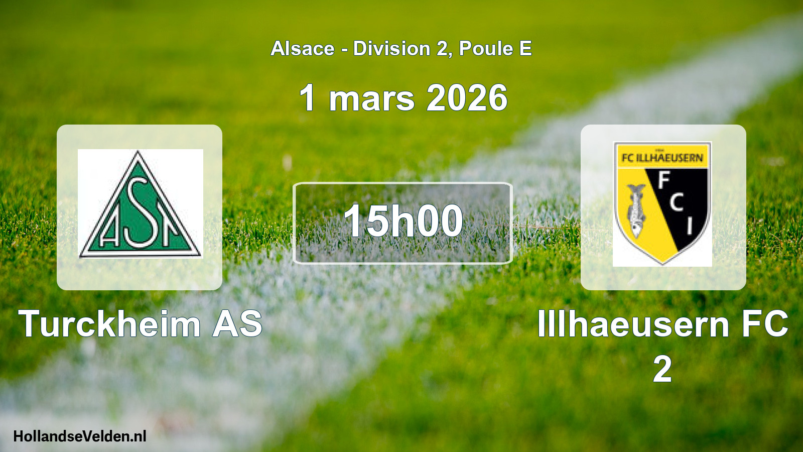 Match programmé: Turckheim AS - Illhaeusern FC 2 (1 mars 2026)
