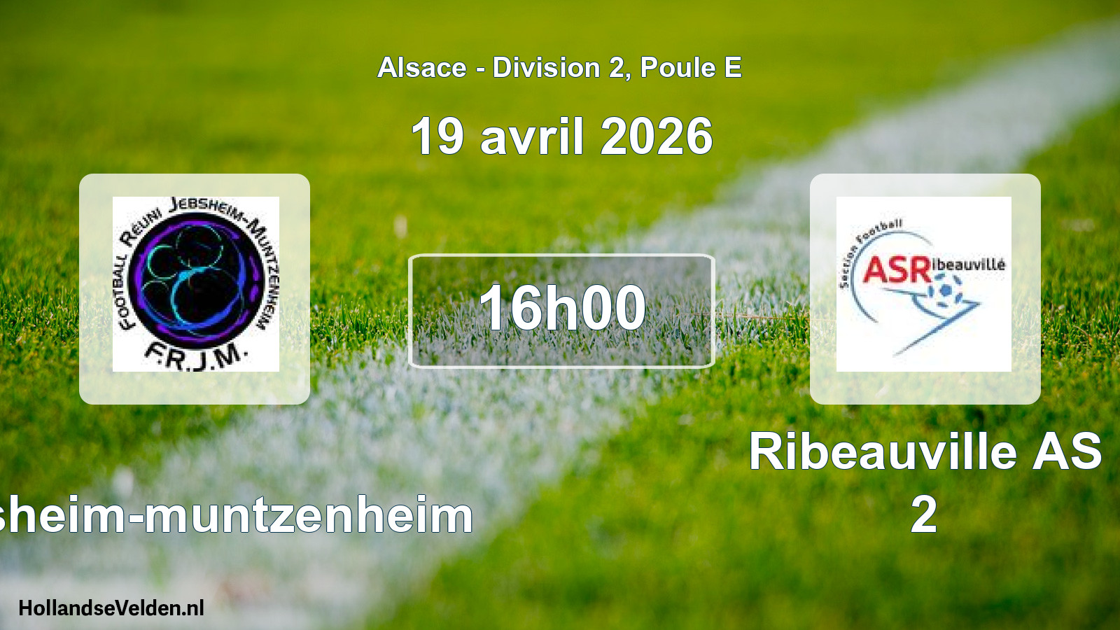 Match programmé: Jebsheim-muntzenheim - Ribeauville AS 2 (19 avril 2026)