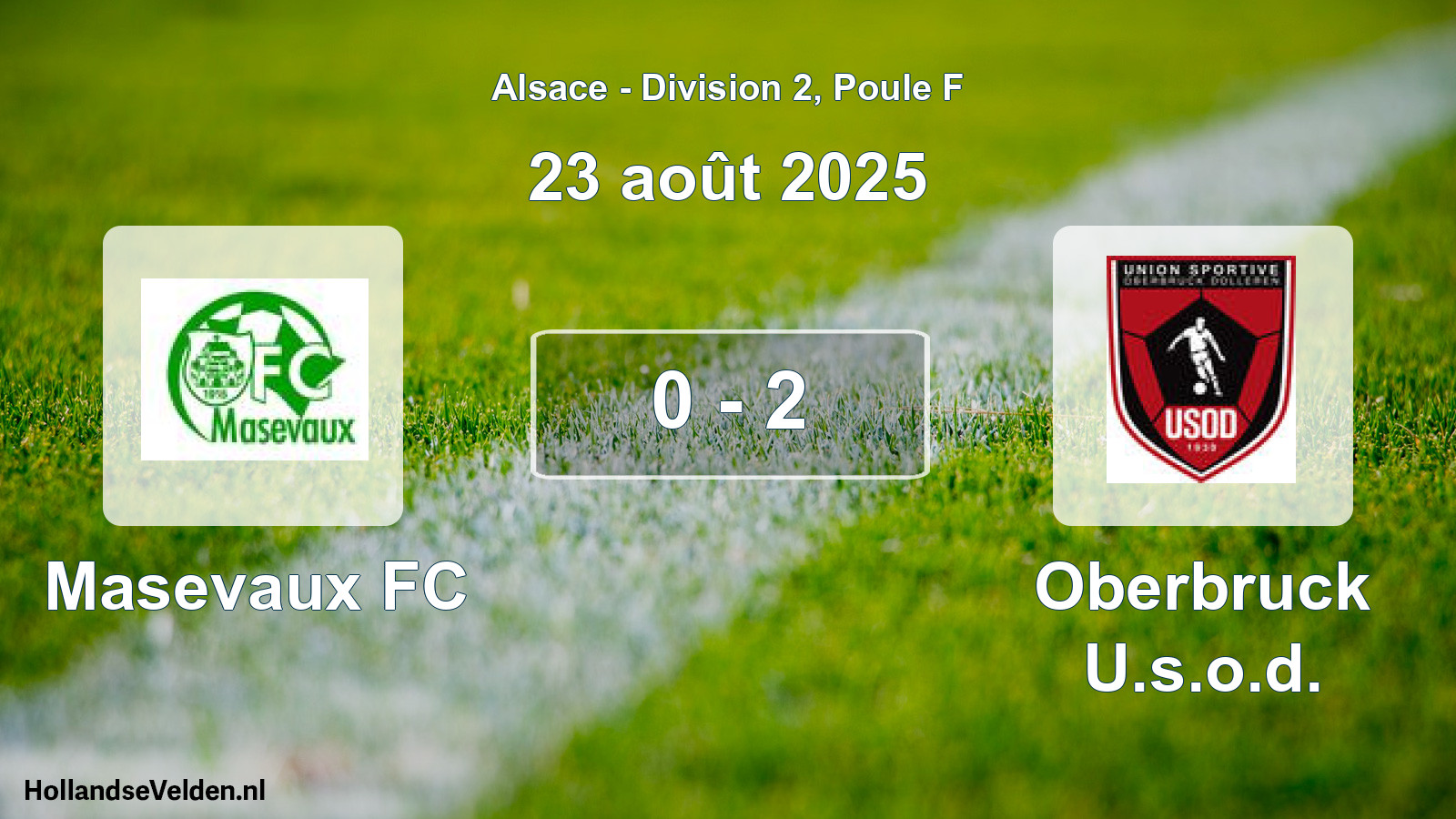 Match joué: Masevaux FC - Oberbruck U.s.o.d. 0 - 2 (23 août 2025)