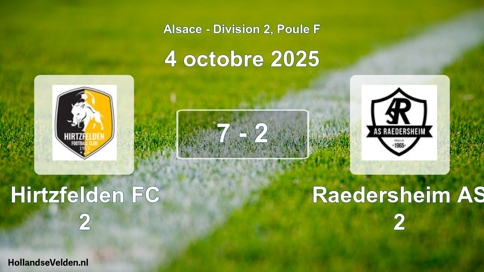 Match joué: Hirtzfelden FC 2 - Raedersheim AS 2 7 - 2 (4 octobre 2025)