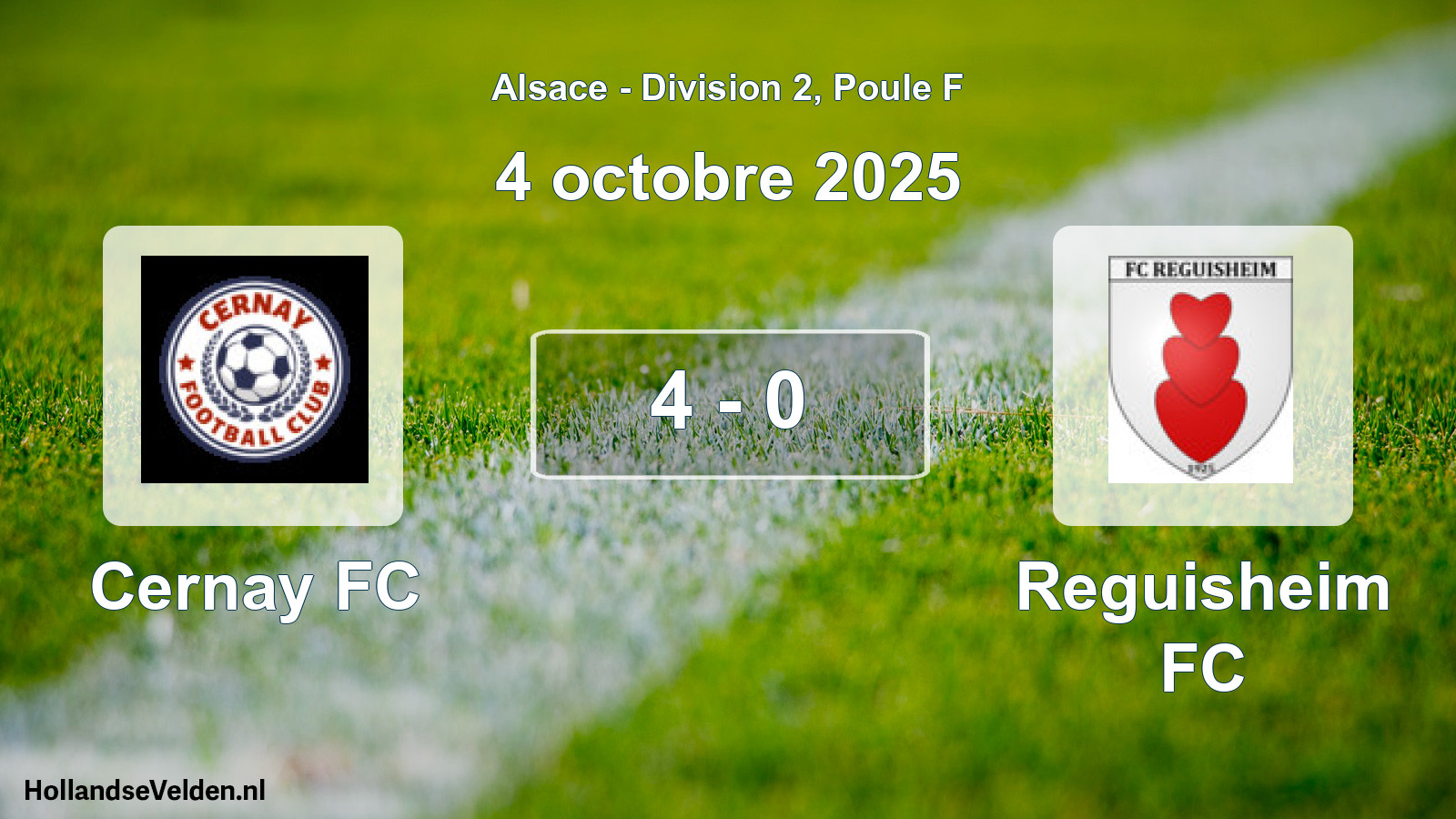 Match joué: Cernay FC - Reguisheim FC 4 - 0 (4 octobre 2025)