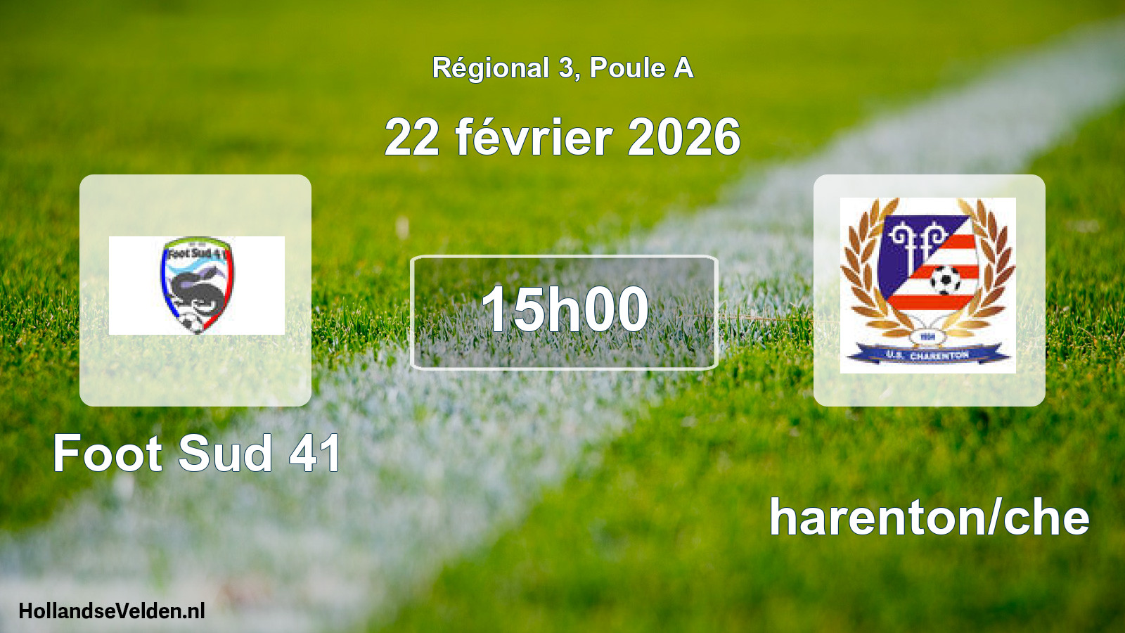 Geplande wedstrijd: Foot Sud 41 - Charenton/che (22 februari 2026)
