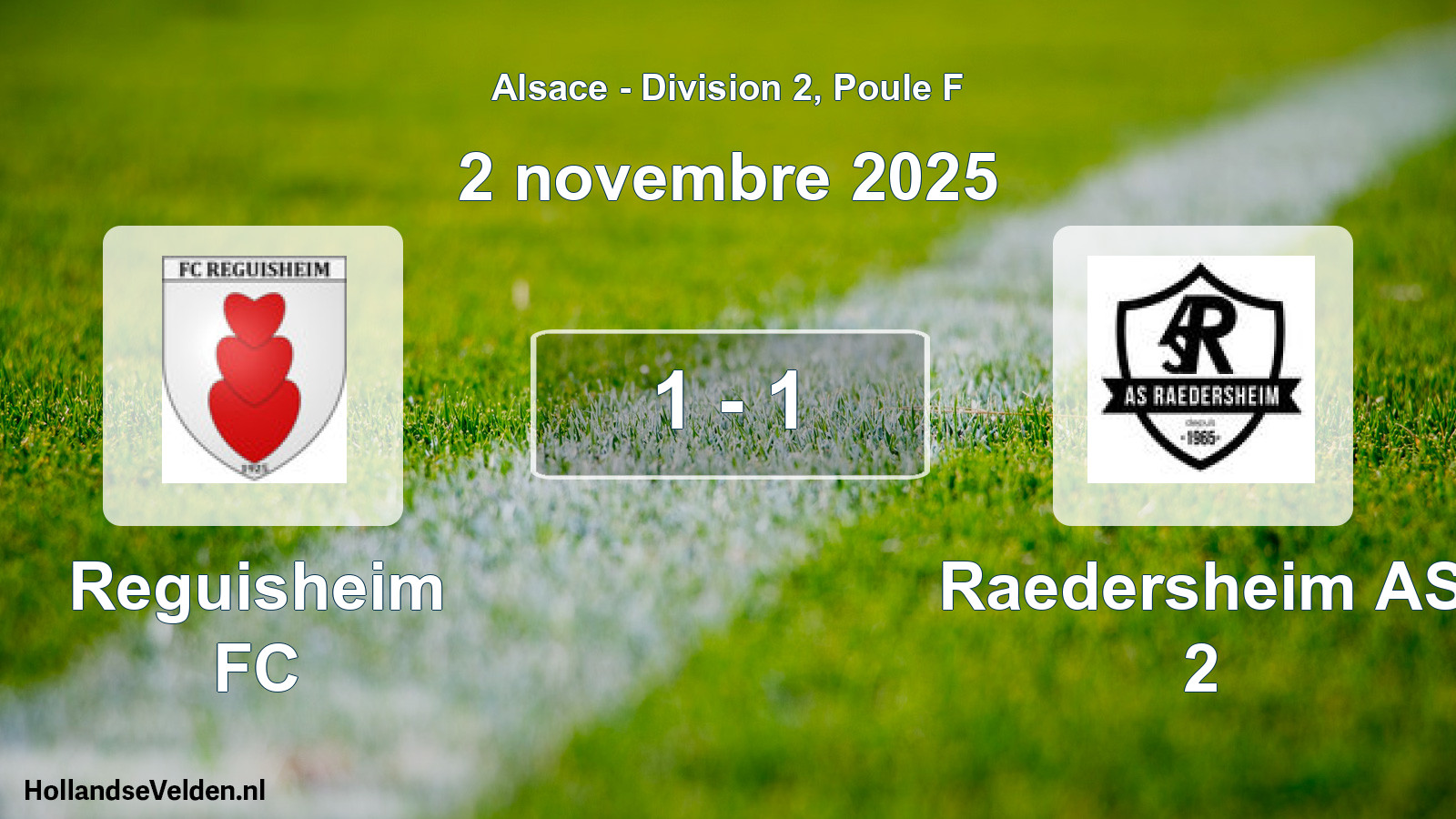 Match joué: Reguisheim FC - Raedersheim AS 2 1 - 1 (2 novembre 2025)