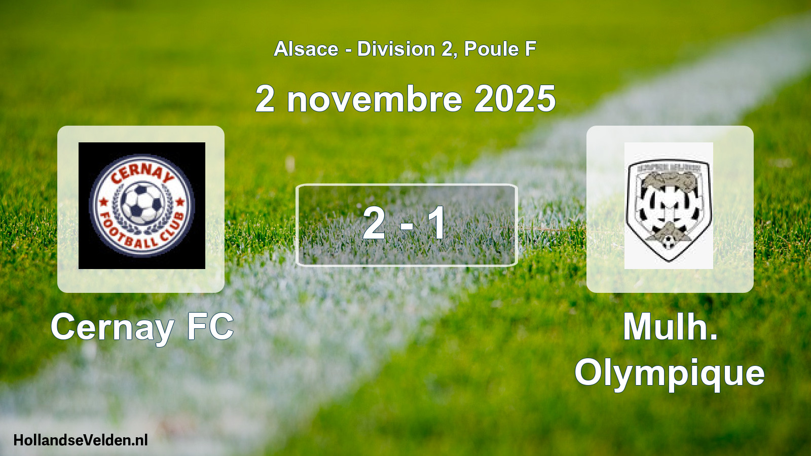 Gespeelde wedstrijd: Cernay FC - Mulh. Olympique 2 - 1 (2 november 2025)