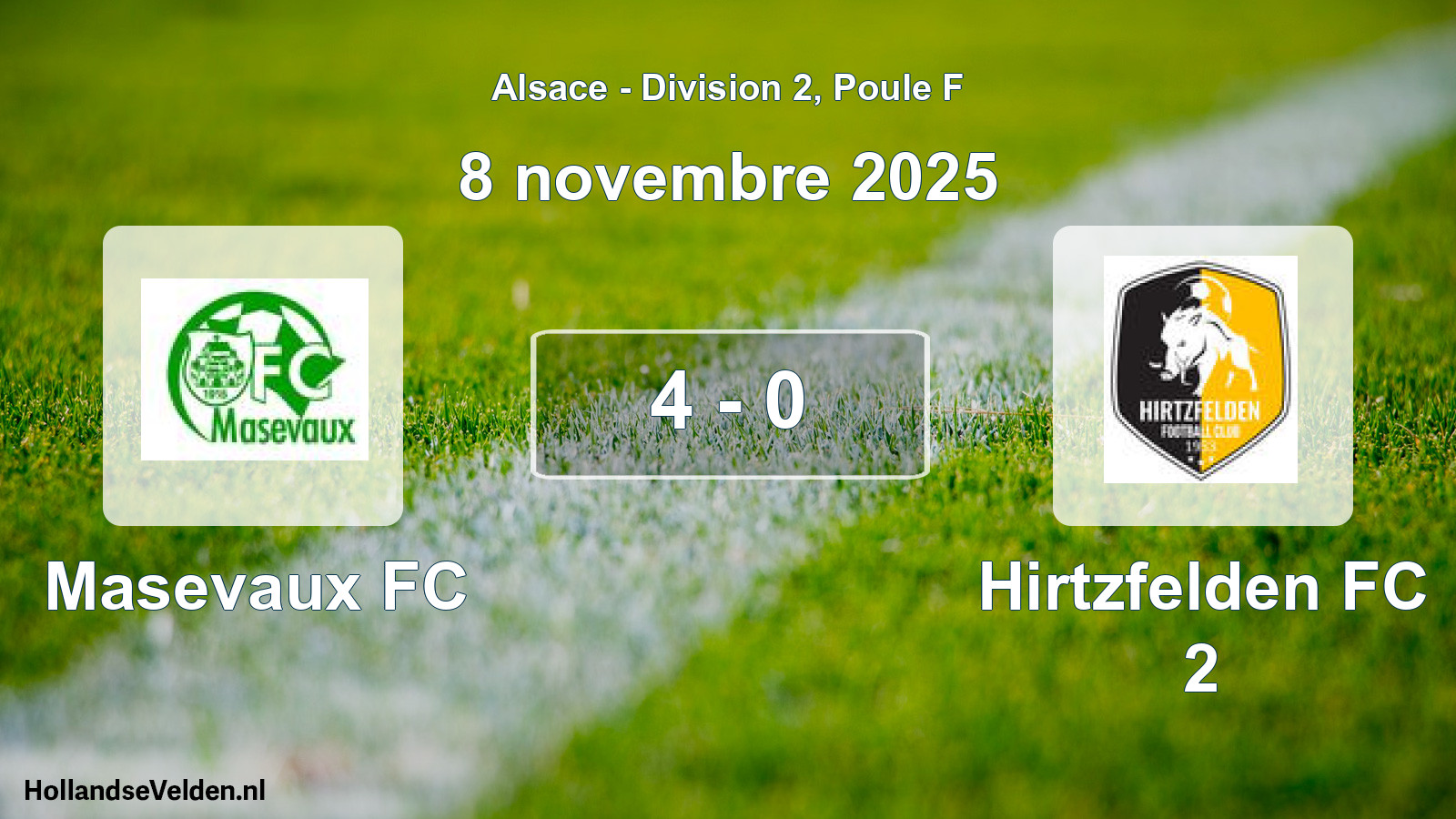 Match joué: Masevaux FC - Hirtzfelden FC 2 4 - 0 (8 novembre 2025)