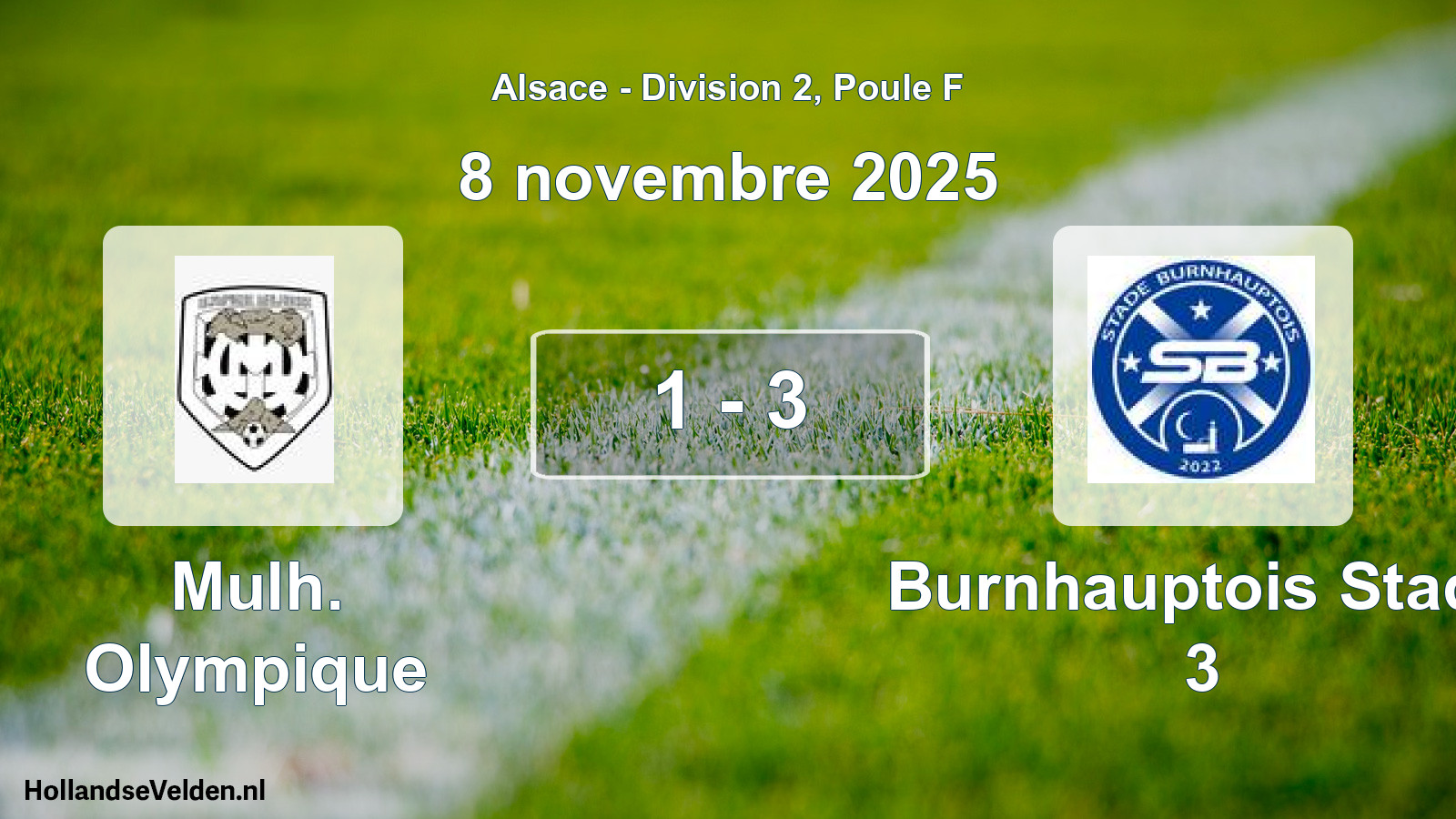 Total number of matches played: Mulh. Olympique - Burnhauptois Stade 3 1 - 3 (8 November 2025)