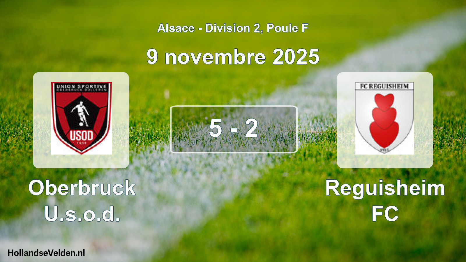 Match joué: Oberbruck U.s.o.d. - Reguisheim FC 5 - 2 (9 novembre 2025)