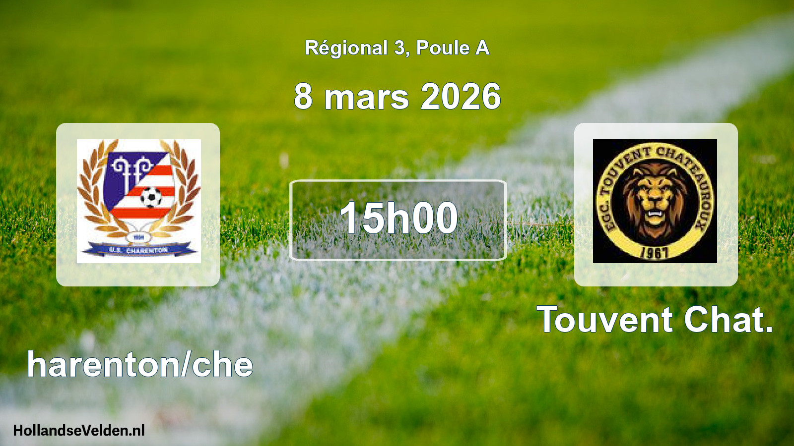 Geplande wedstrijd: Charenton/che - Touvent Chat. (8 maart 2026)