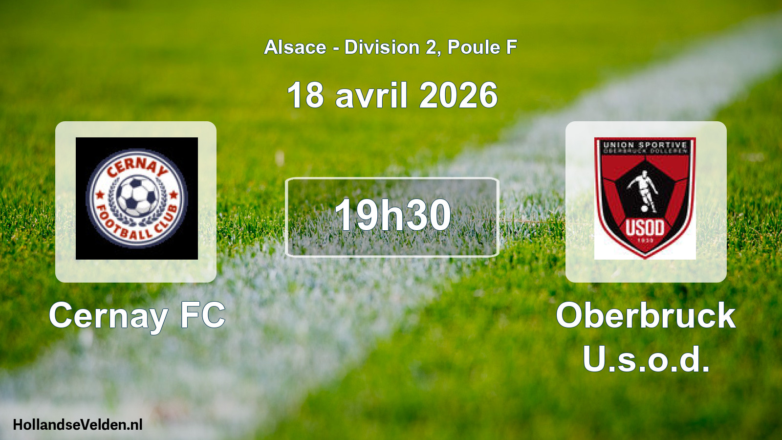 Scheduled Match: Cernay FC - Oberbruck U.s.o.d. (18 April 2026)