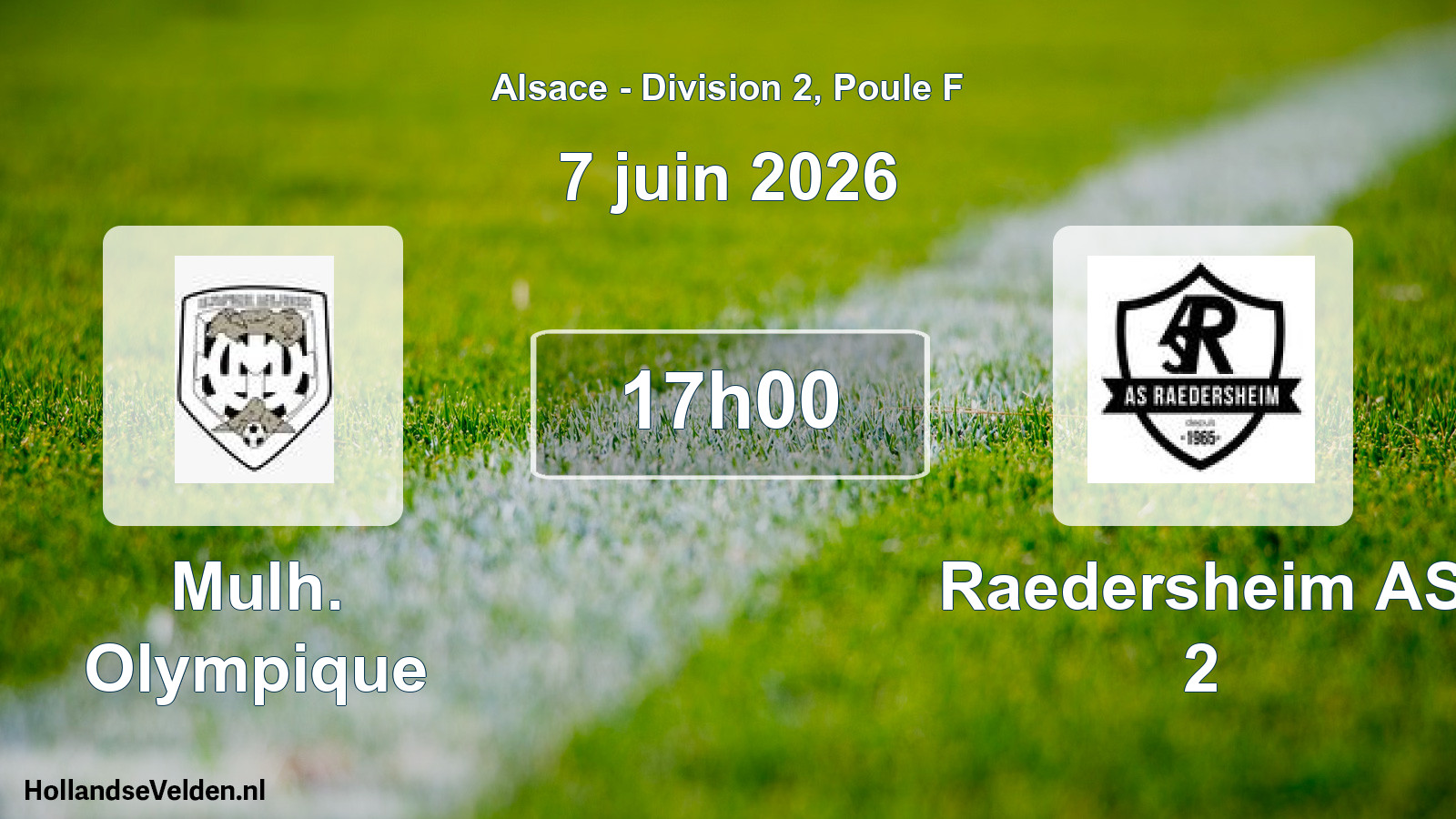 Match programmé: Mulh. Olympique - Raedersheim AS 2 (7 juin 2026)