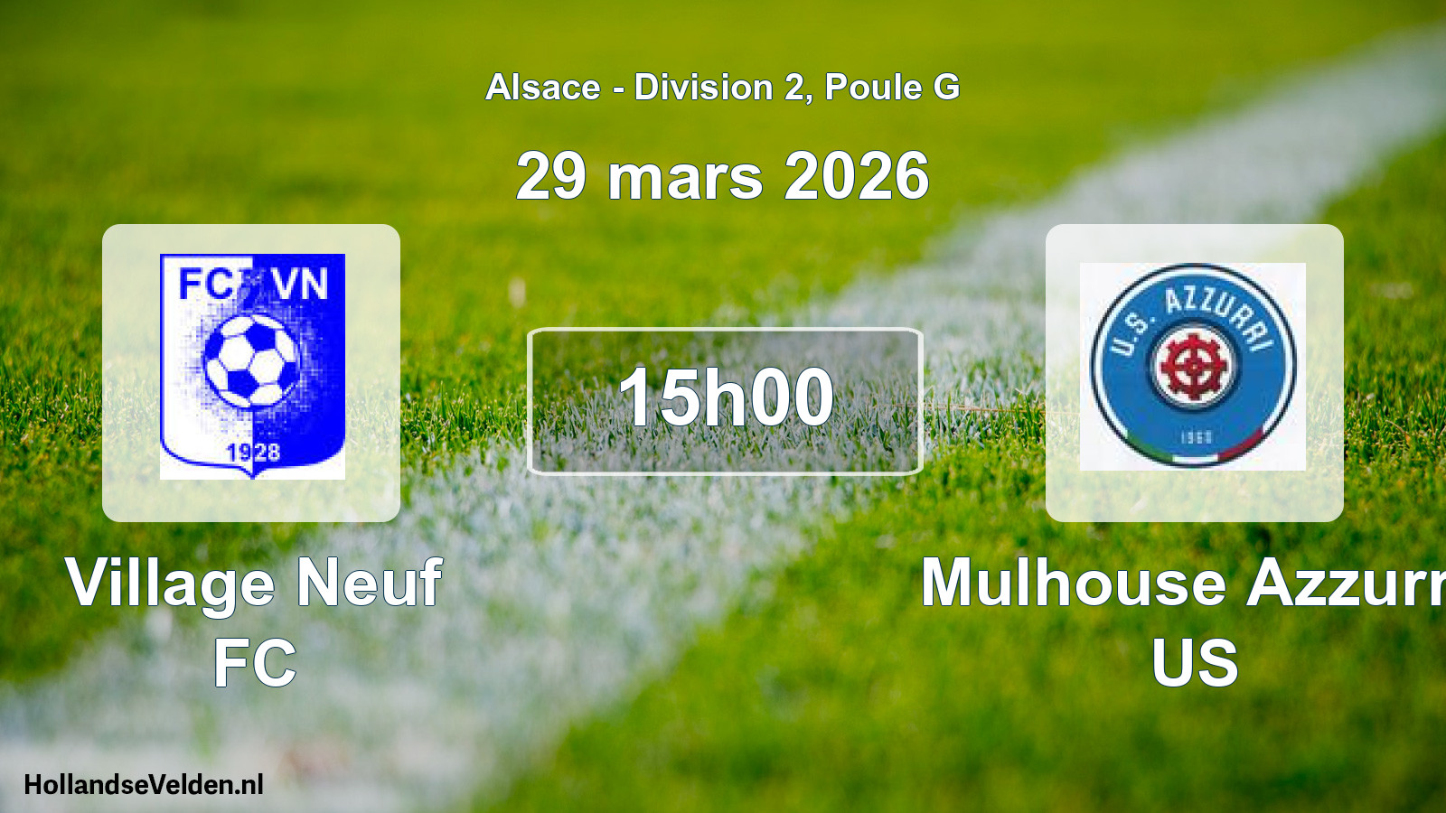 Match programmé: Village Neuf FC - Mulhouse Azzurri US (29 mars 2026)