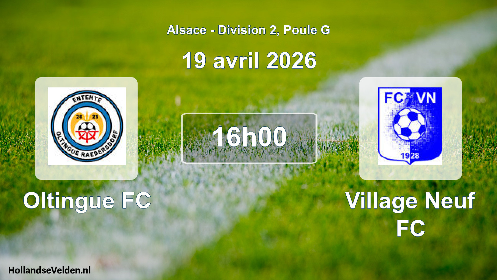 Match programmé: Oltingue FC - Village Neuf FC (19 avril 2026)