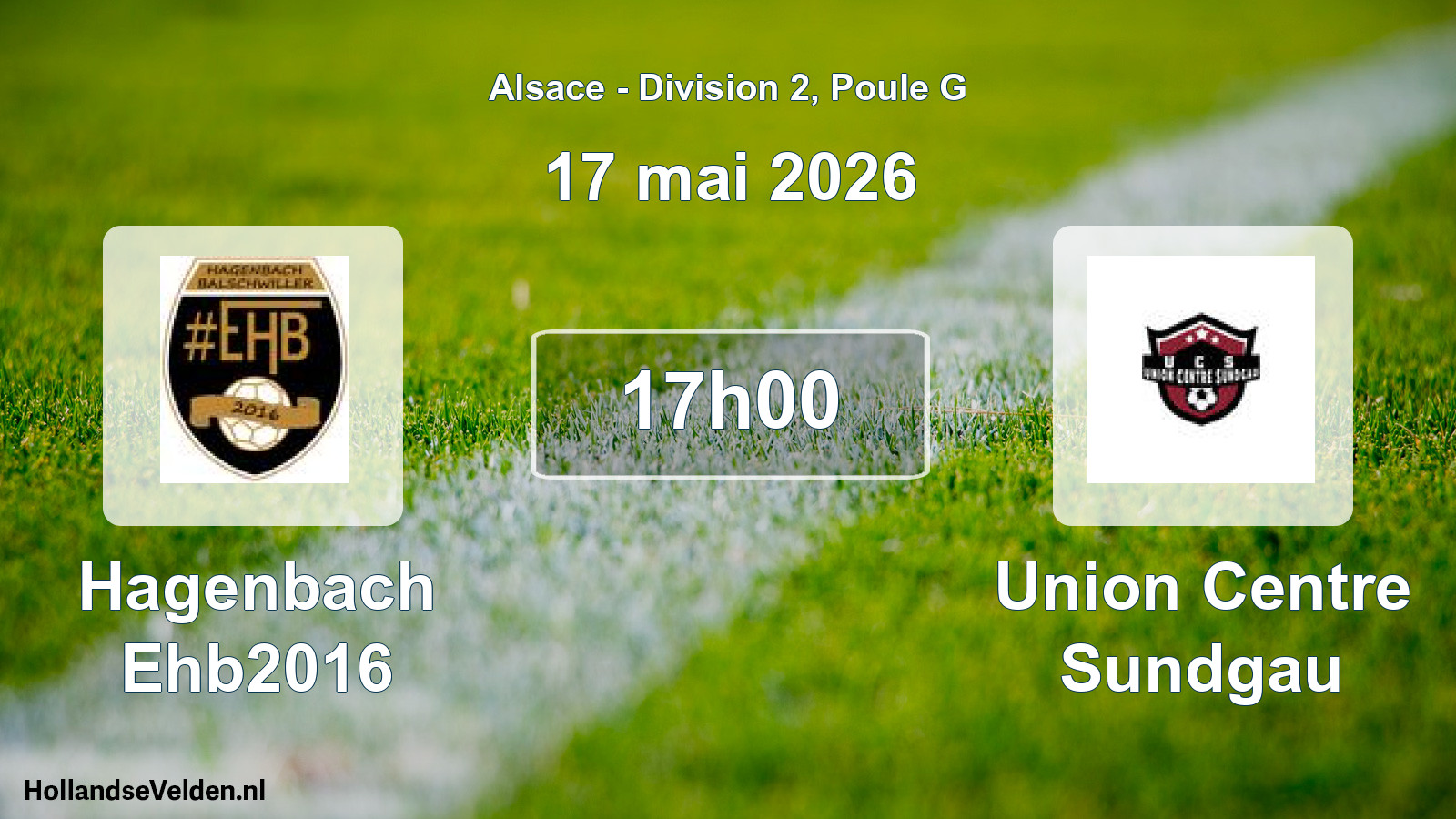 Match programmé: Hagenbach Ehb2016 - Union Centre Sundgau (17 mai 2026)