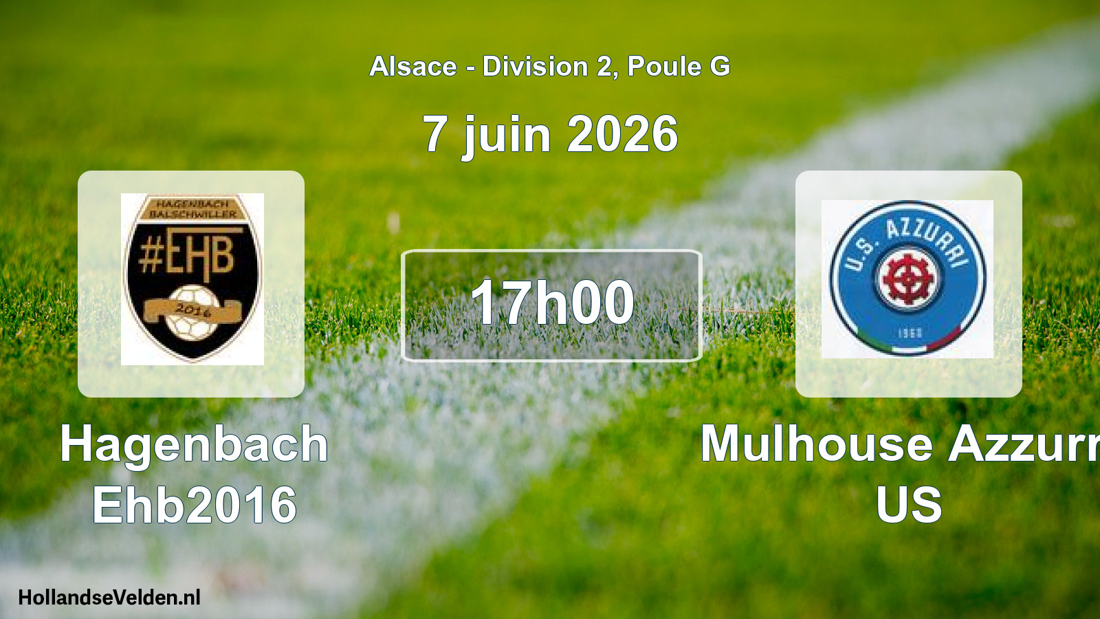 Geplande wedstrijd: Hagenbach Ehb2016 - Mulhouse Azzurri US (7 juni 2026)