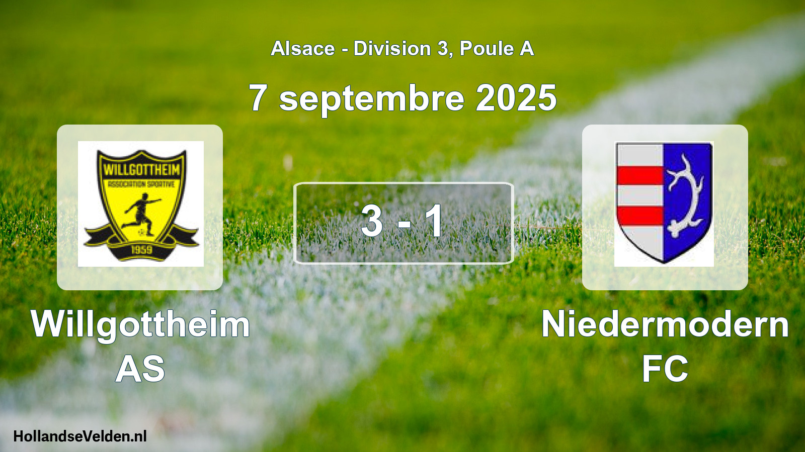 Match joué: Willgottheim AS - Niedermodern FC 3 - 1 (7 septembre 2025)