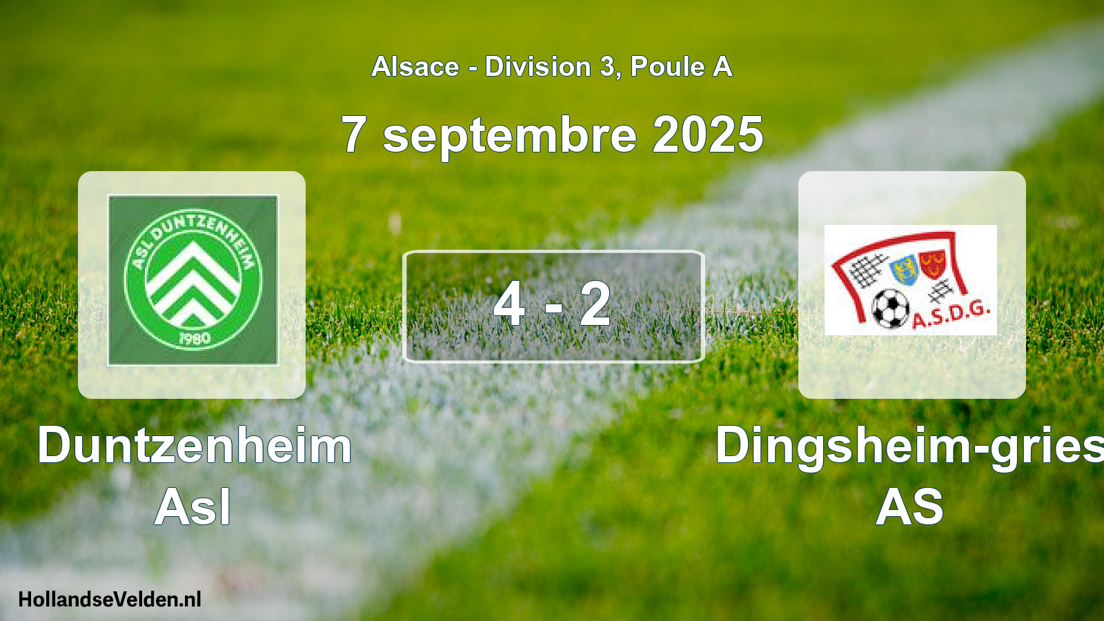 Match joué: Duntzenheim Asl - Dingsheim-gries AS 4 - 2 (7 septembre 2025)