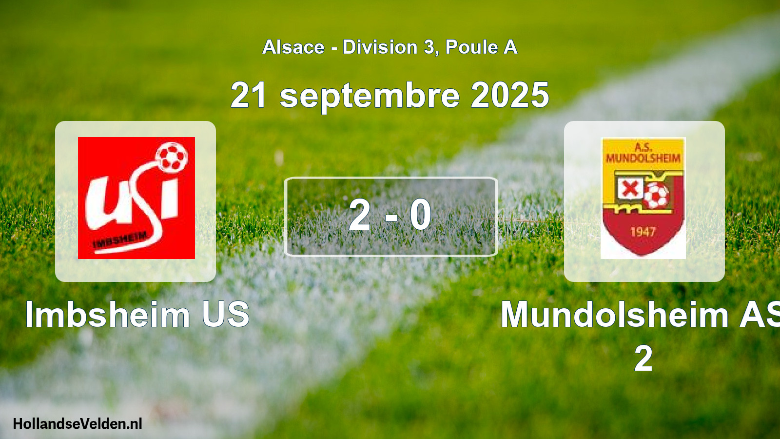Match joué: Imbsheim US - Mundolsheim AS 2 2 - 0 (21 septembre 2025)
