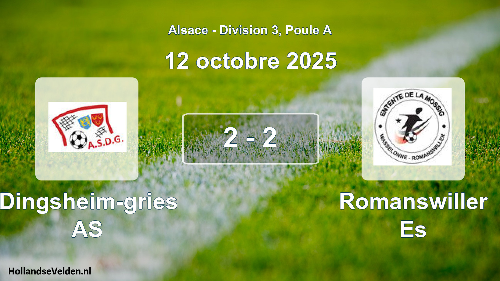 Total number of matches played: Dingsheim-gries AS - Romanswiller Es 2 - 2 (12 October 2025)