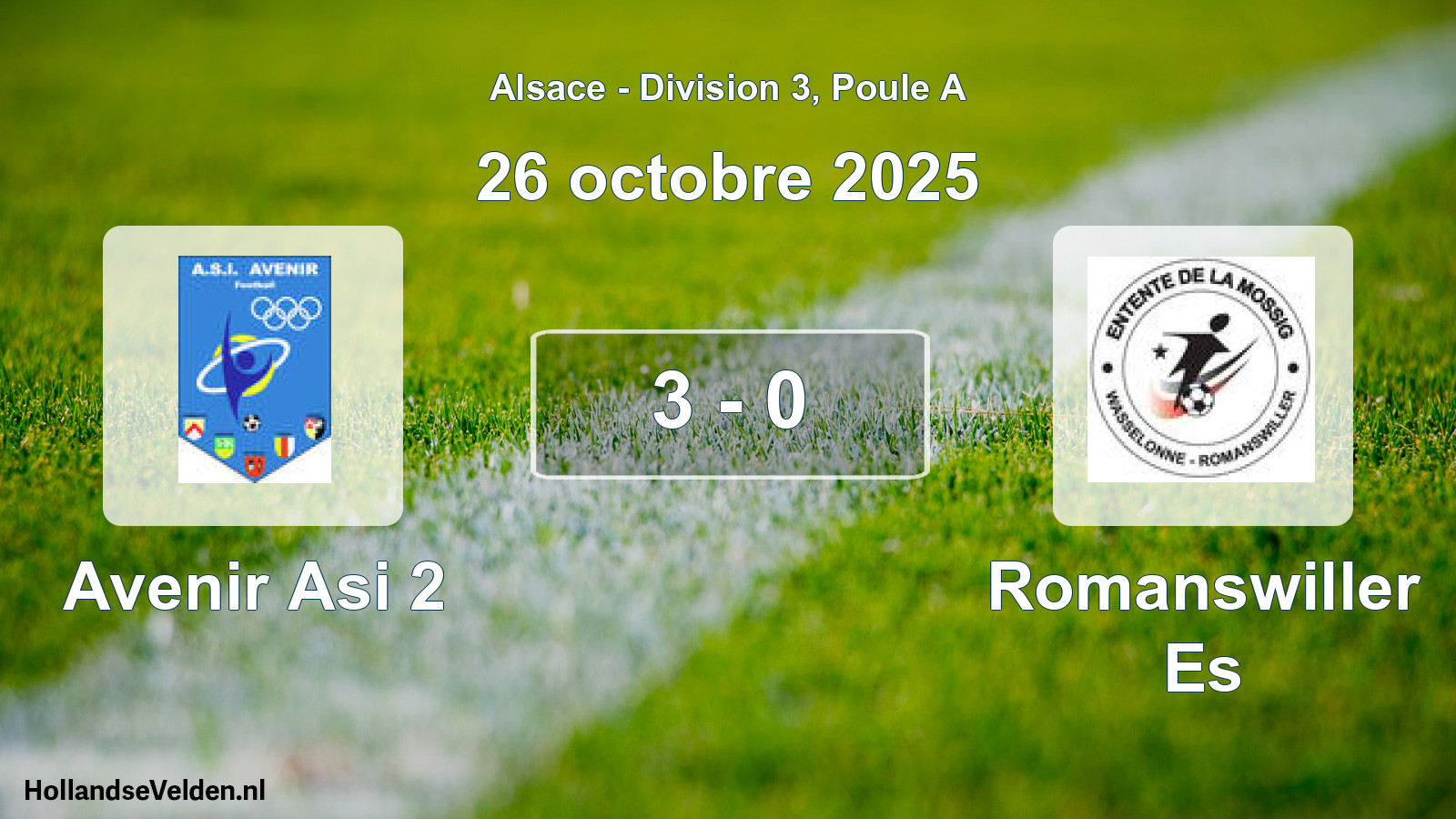 Match joué: Avenir Asi 2 - Romanswiller Es 3 - 0 (26 octobre 2025)