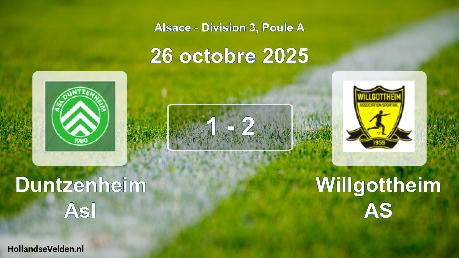Total number of matches played: Duntzenheim Asl - Willgottheim AS 1 - 2 (26 October 2025)