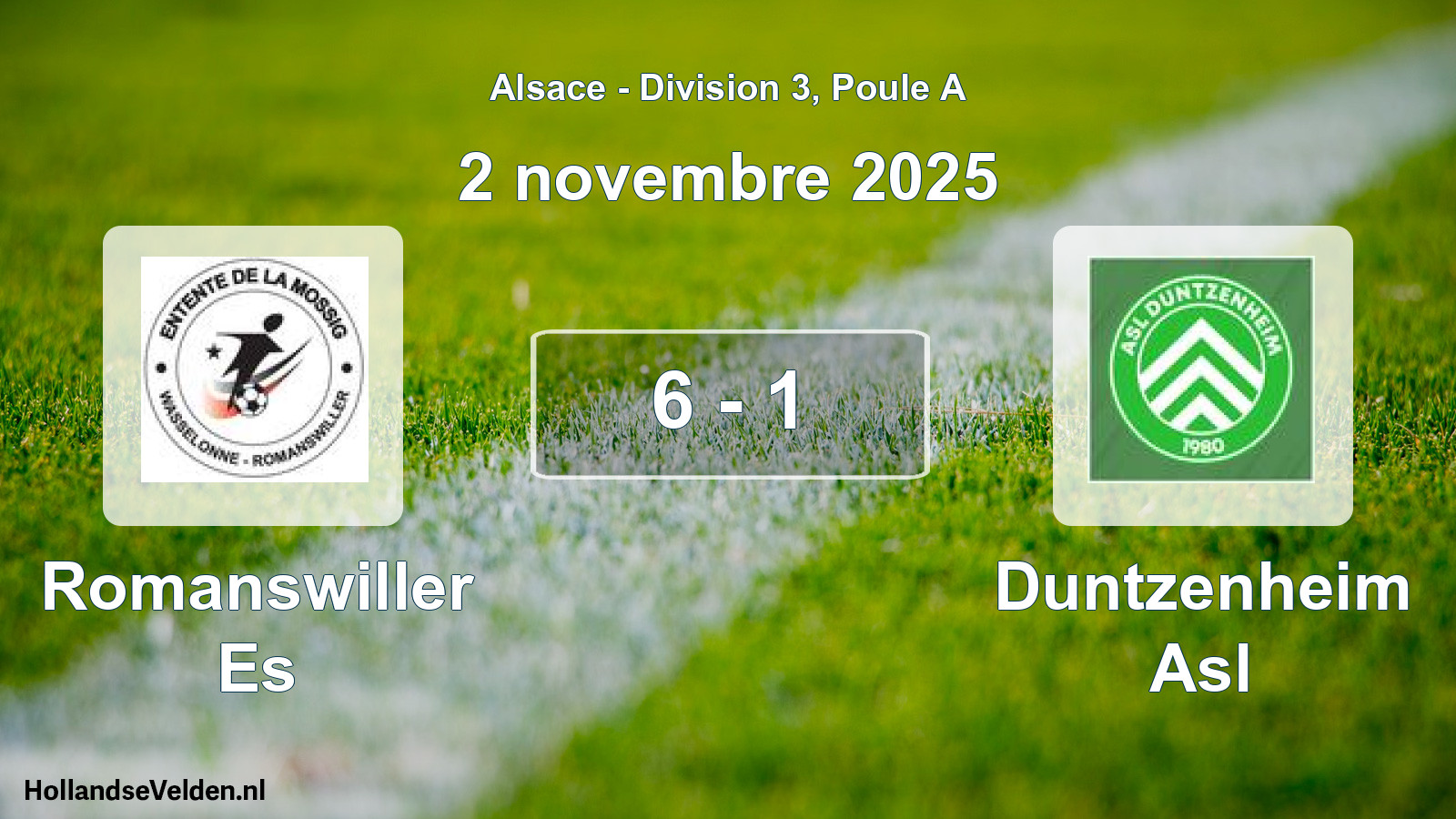 Match joué: Romanswiller Es - Duntzenheim Asl 6 - 1 (2 novembre 2025)