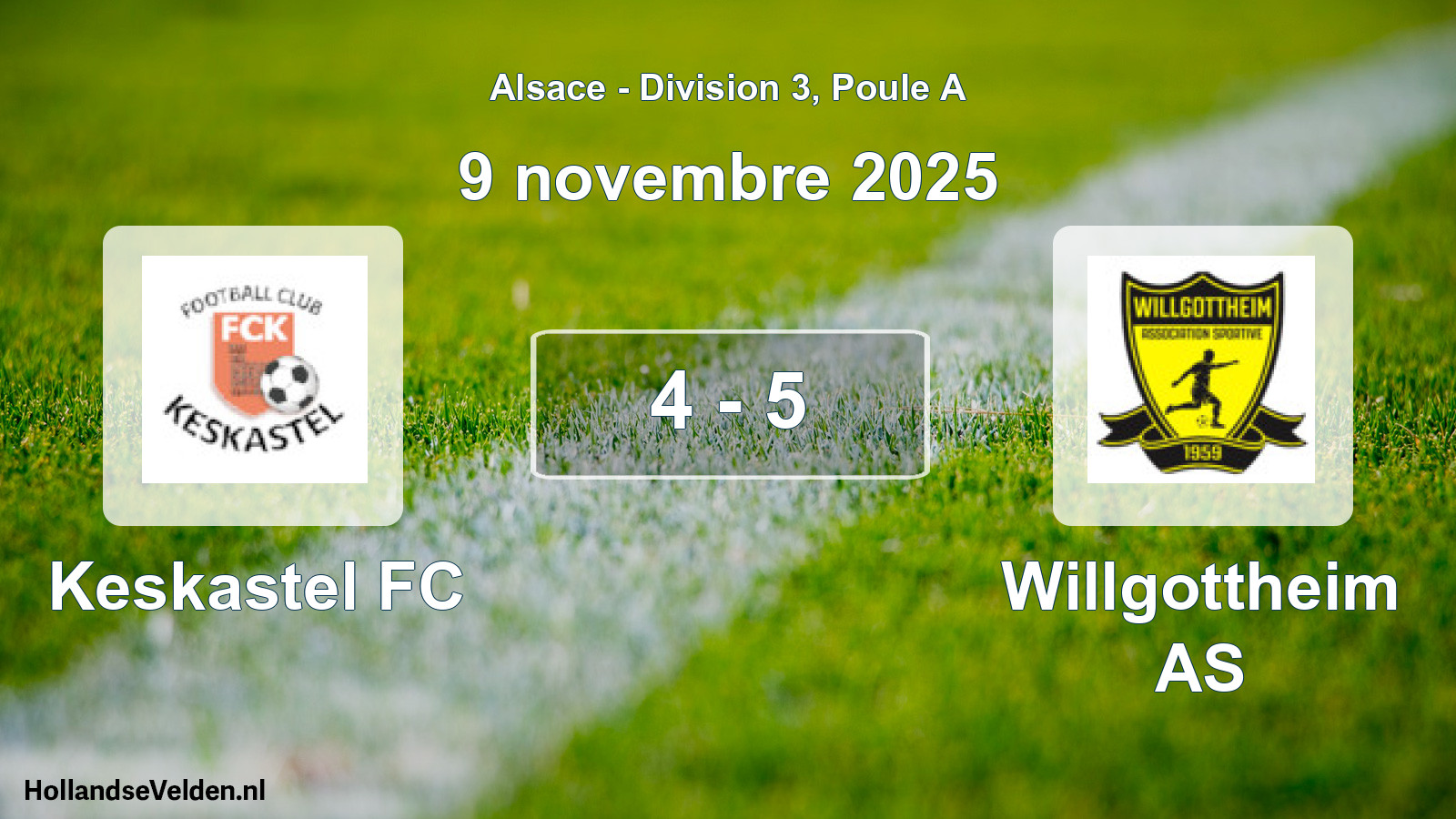 Match joué: Keskastel FC - Willgottheim AS 4 - 5 (9 novembre 2025)