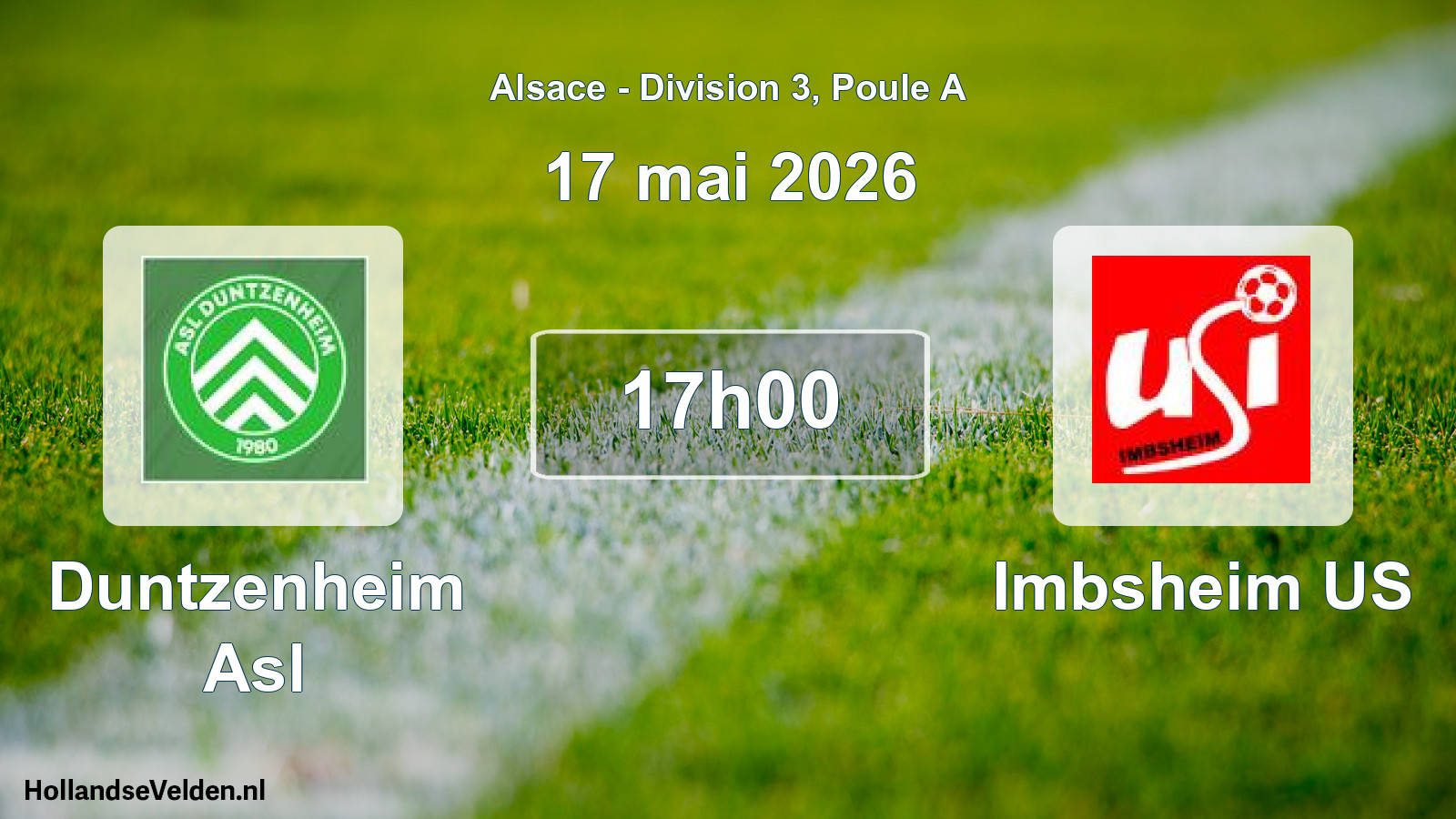 Match programmé: Duntzenheim Asl - Imbsheim US (17 mai 2026)