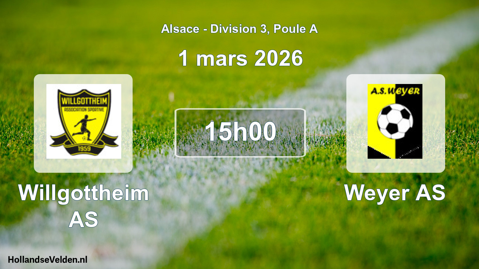Match programmé: Willgottheim AS - Weyer AS (1 mars 2026)