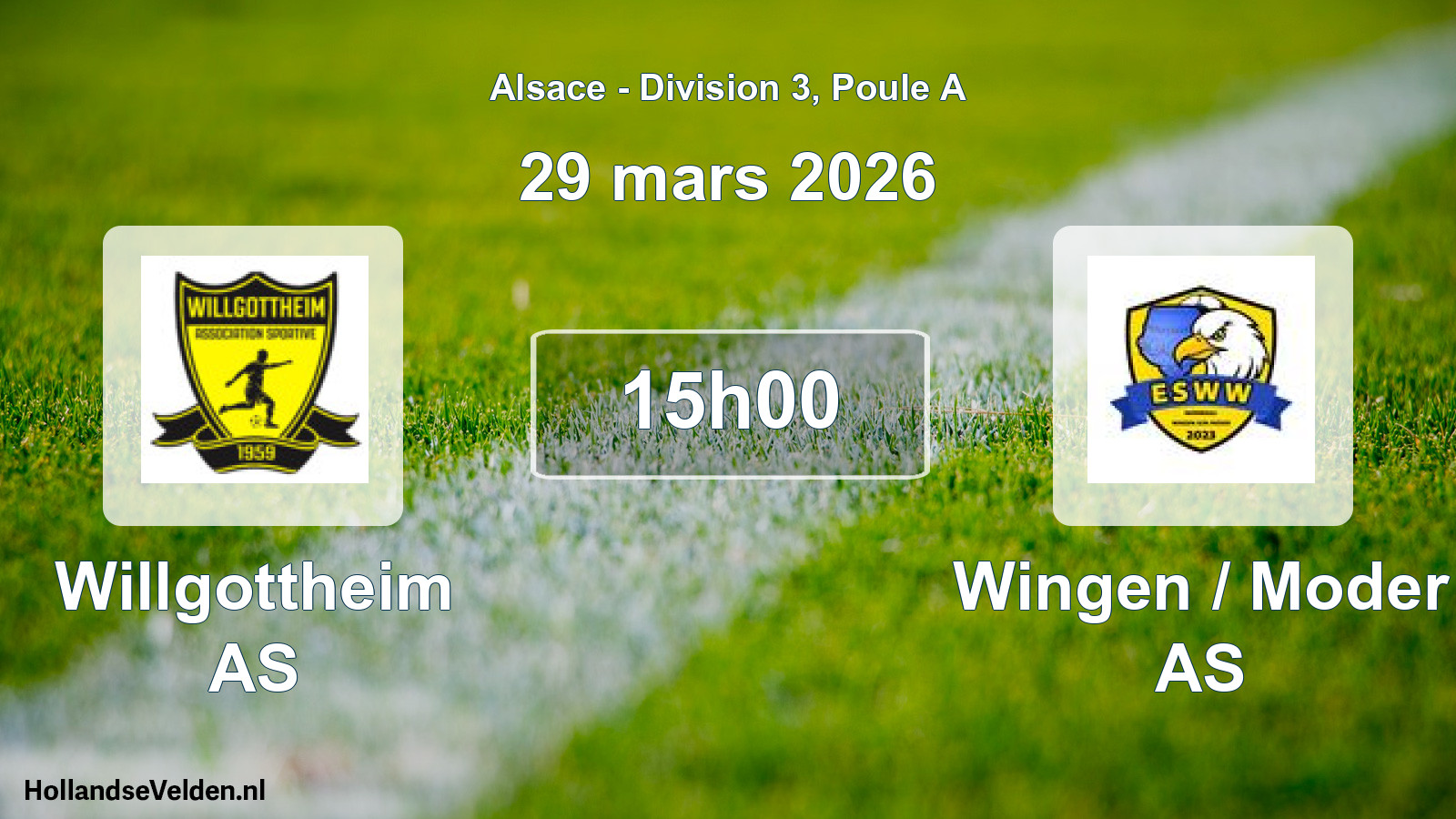 Match programmé: Willgottheim AS - Wingen / Moder AS (29 mars 2026)