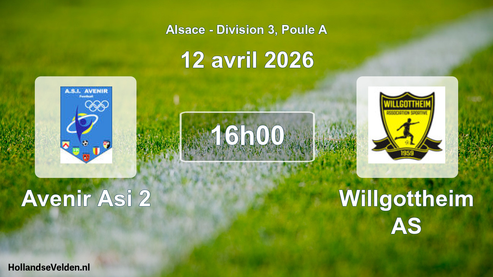 Match programmé: Avenir Asi 2 - Willgottheim AS (12 avril 2026)