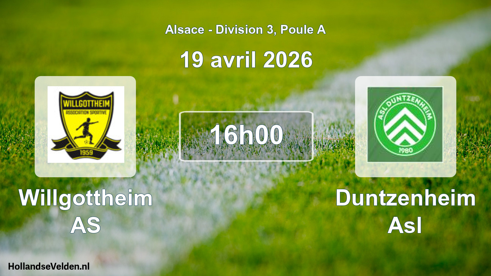 Match programmé: Willgottheim AS - Duntzenheim Asl (19 avril 2026)